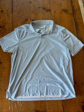 Men's Light Blue Micro-Pattern Polo Shirt